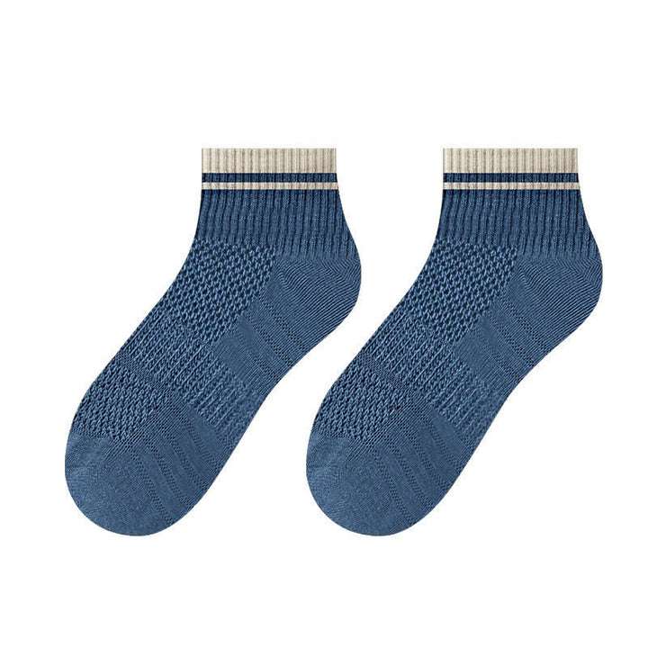 Calcetines cortos finos de verano con diseño acanalado de malla para hombre