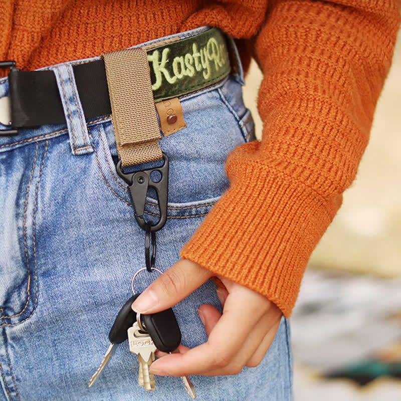 Llavero de nailon con cierre táctil y correa táctica - Caqui - image 0