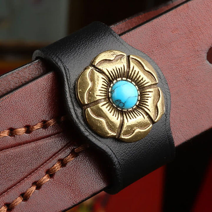 Anillo de fijación para cinturón de cuero auténtico con adorno para cintura