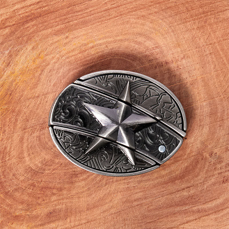 Cinturón de cuero con cuchillo plegable oculto con pentagrama para hombre - image 2