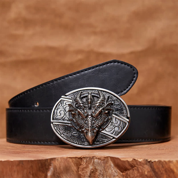 Cinturón de cuero con cuchillo plegable oculto de dragón afilado para hombre