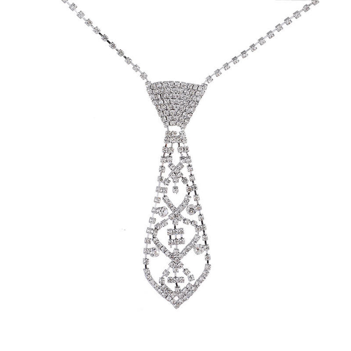 Collar de corbata creativo con cristales y diamantes de imitación para fiestas