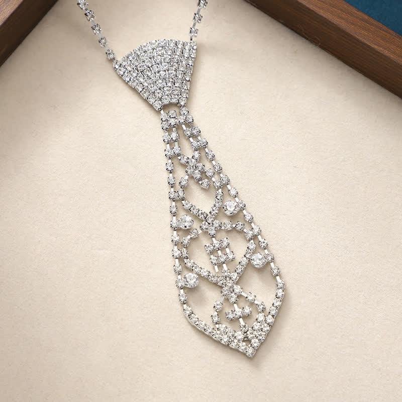 Collar de corbata creativo con cristales y diamantes de imitación para fiestas