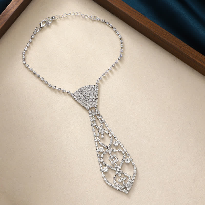 Collar de corbata creativo con cristales y diamantes de imitación para fiestas