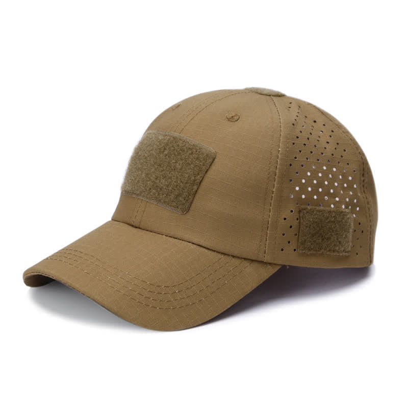 Gorra de béisbol de camuflaje transpirable con orificio para gafas y velcro