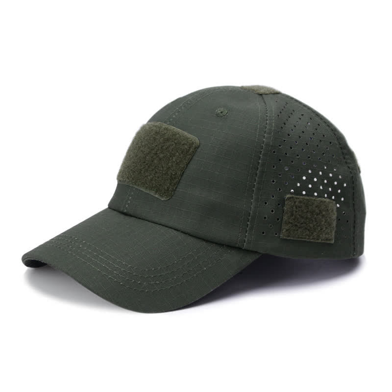 Gorra de béisbol de camuflaje transpirable con orificio para gafas y velcro