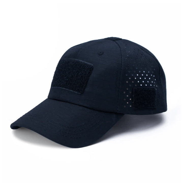 Gorra de béisbol de camuflaje transpirable con orificio para gafas y velcro