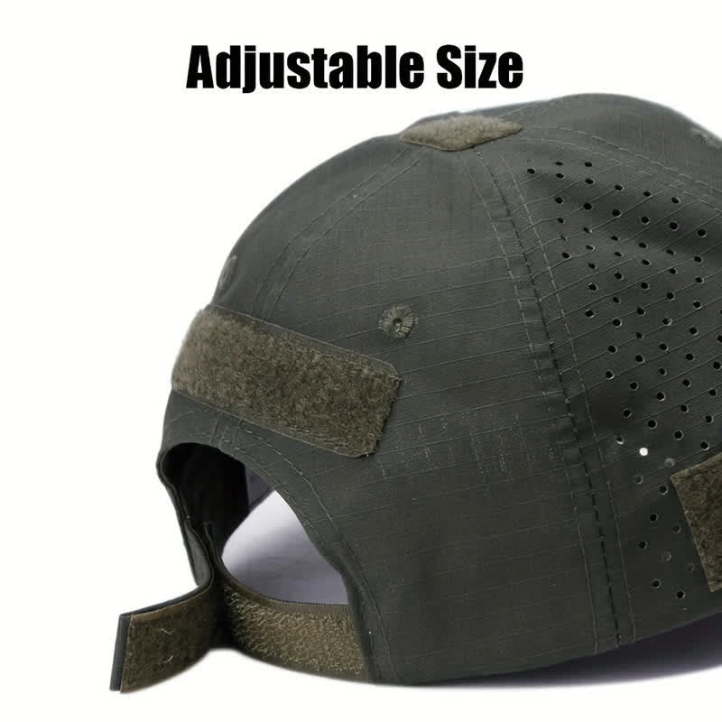 Gorra de béisbol de camuflaje transpirable con orificio para gafas y velcro