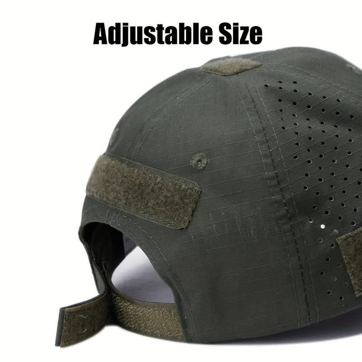 Gorra de béisbol de camuflaje transpirable con orificio para gafas y velcro