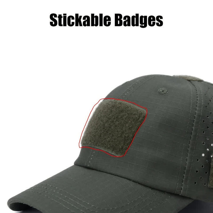 Gorra de béisbol de camuflaje transpirable con orificio para gafas y velcro