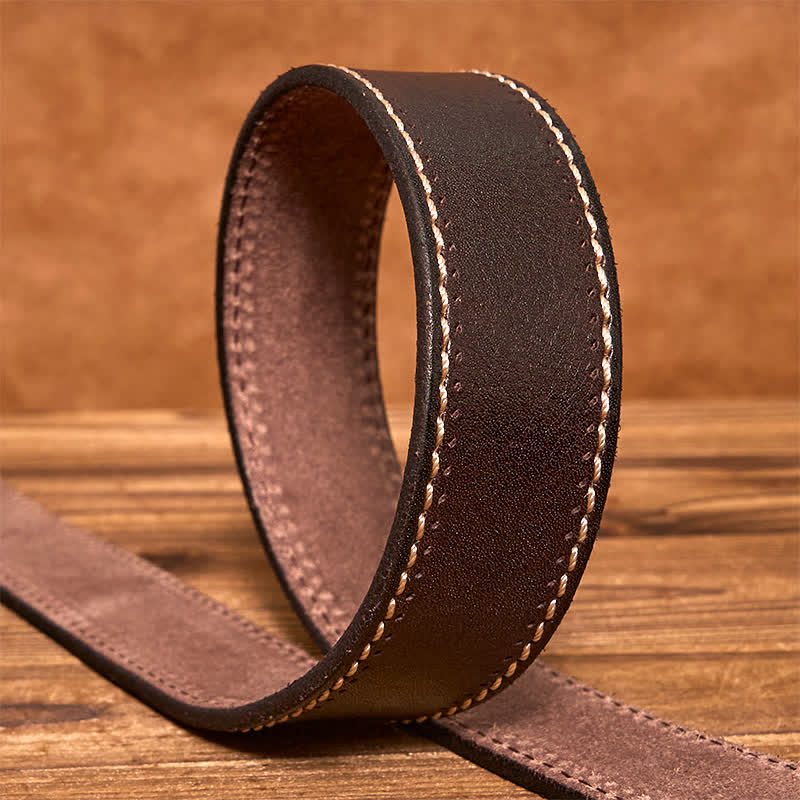 Cinturón de piel de vaca cosido de lujo para hombre
