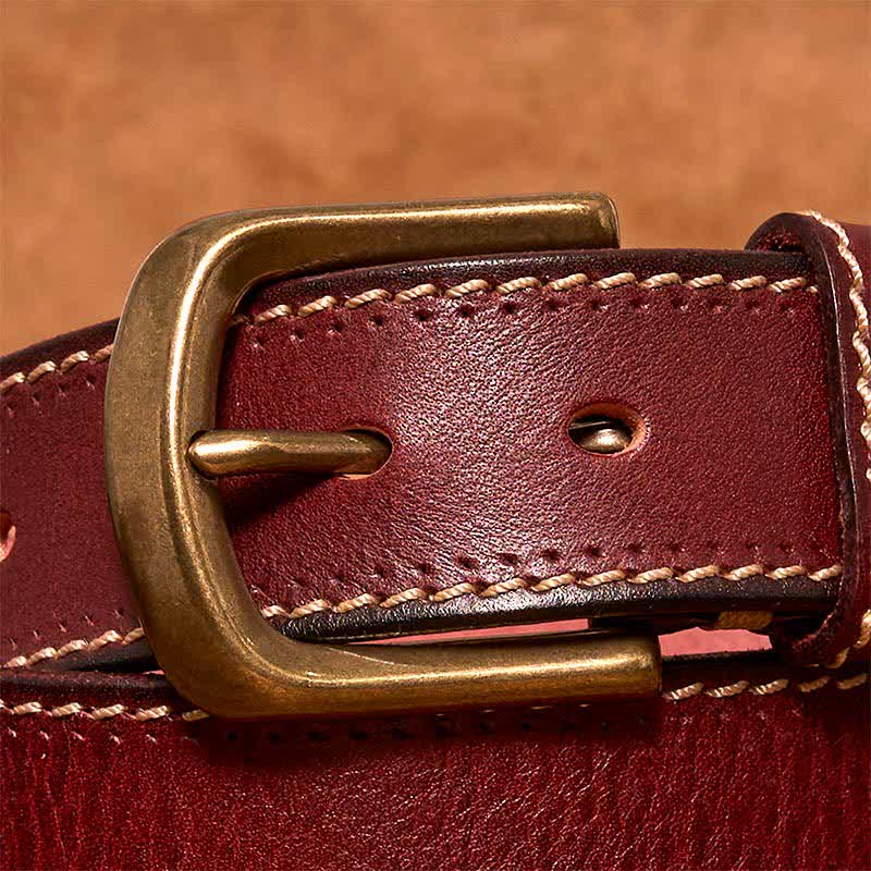 Cinturón de piel de vaca cosido de lujo para hombre