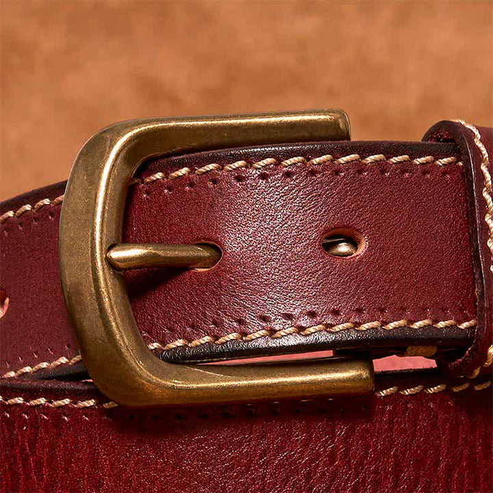 Cinturón de piel de vaca cosido de lujo para hombre