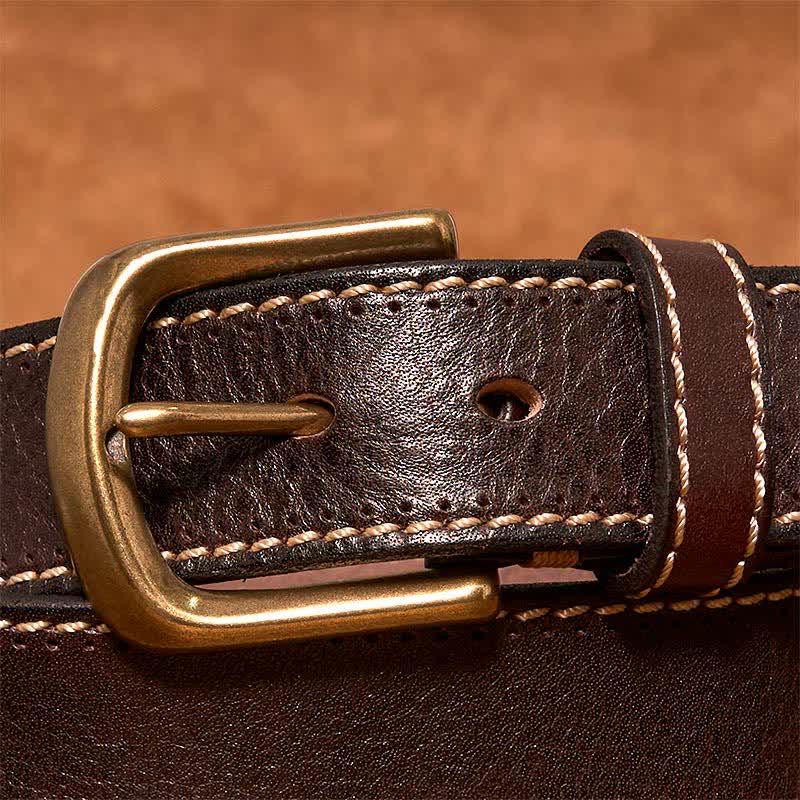 Cinturón de piel de vaca cosido de lujo para hombre