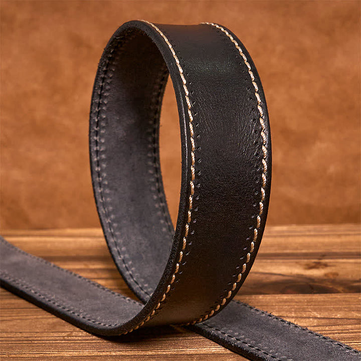 Cinturón de piel de vaca cosido de lujo para hombre