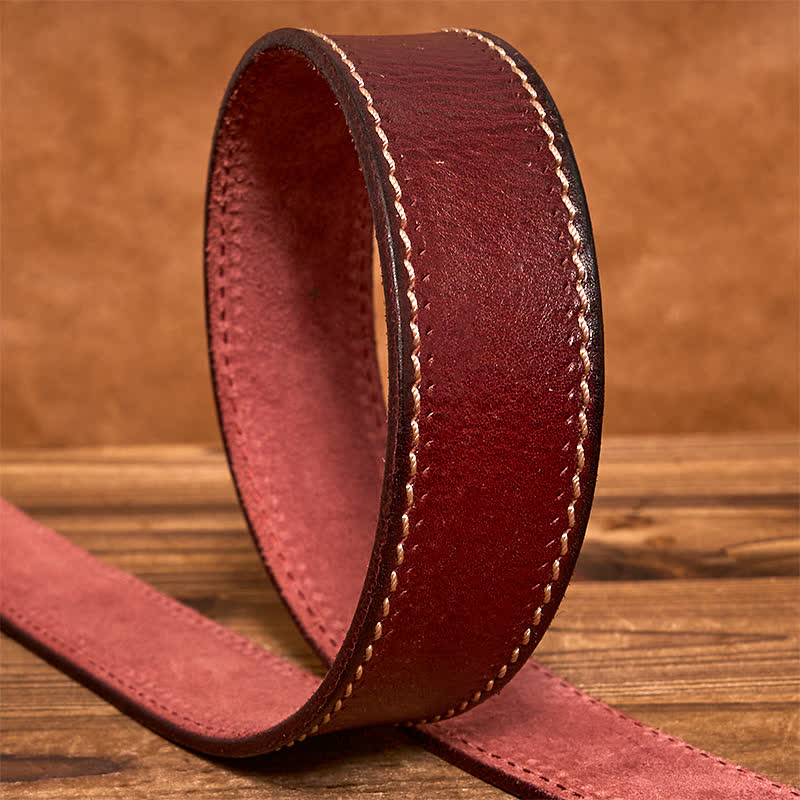 Cinturón de piel de vaca cosido de lujo para hombre