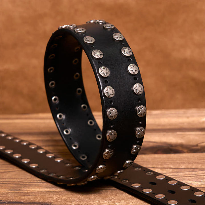Cinturón de cuero con tachuelas y remaches estilo motero punk hecho a mano