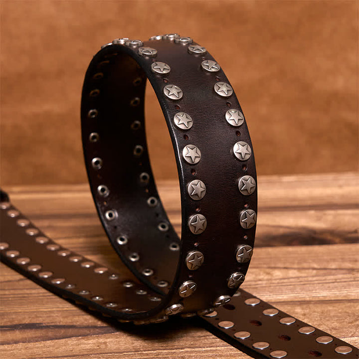 Cinturón de cuero con tachuelas y remaches estilo motero punk hecho a mano