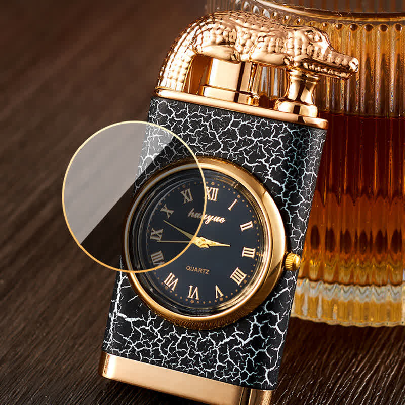 Encendedor de butano recargable de doble llama con diseño de cocodrilo y reloj - image 7