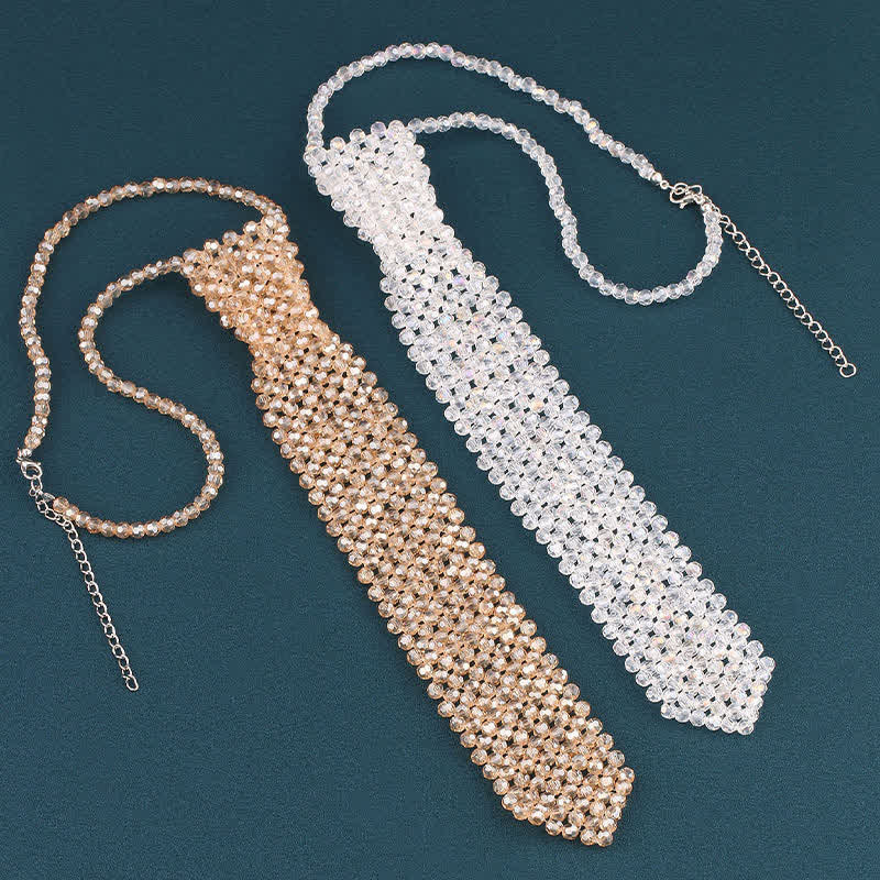 Collar de corbata creativo de cristal artificial hecho a mano