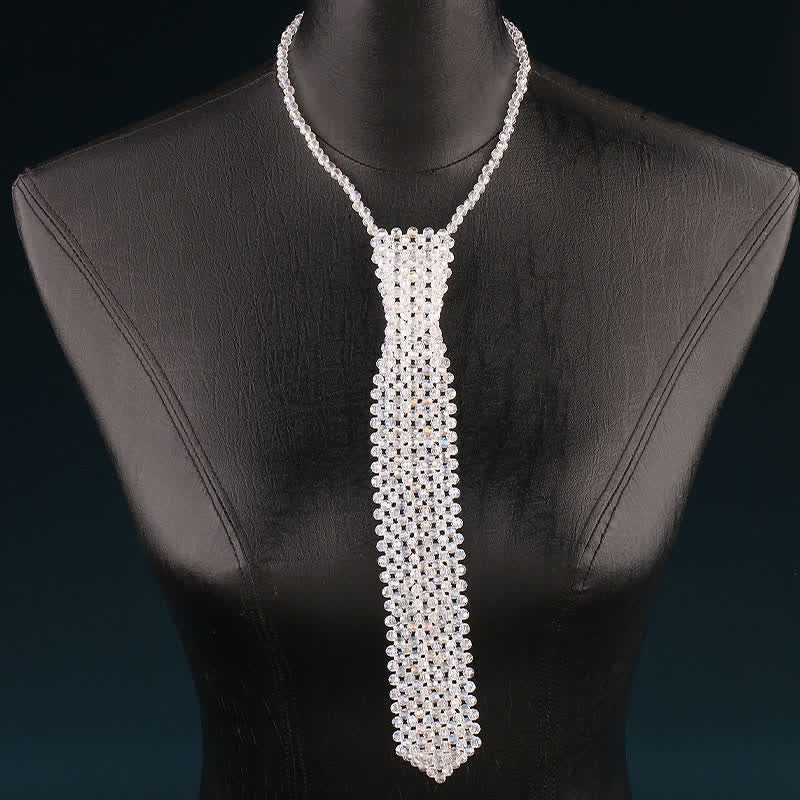Collar de corbata creativo de cristal artificial hecho a mano
