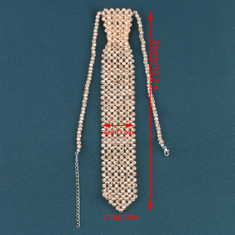 Collar de corbata creativo de cristal artificial hecho a mano