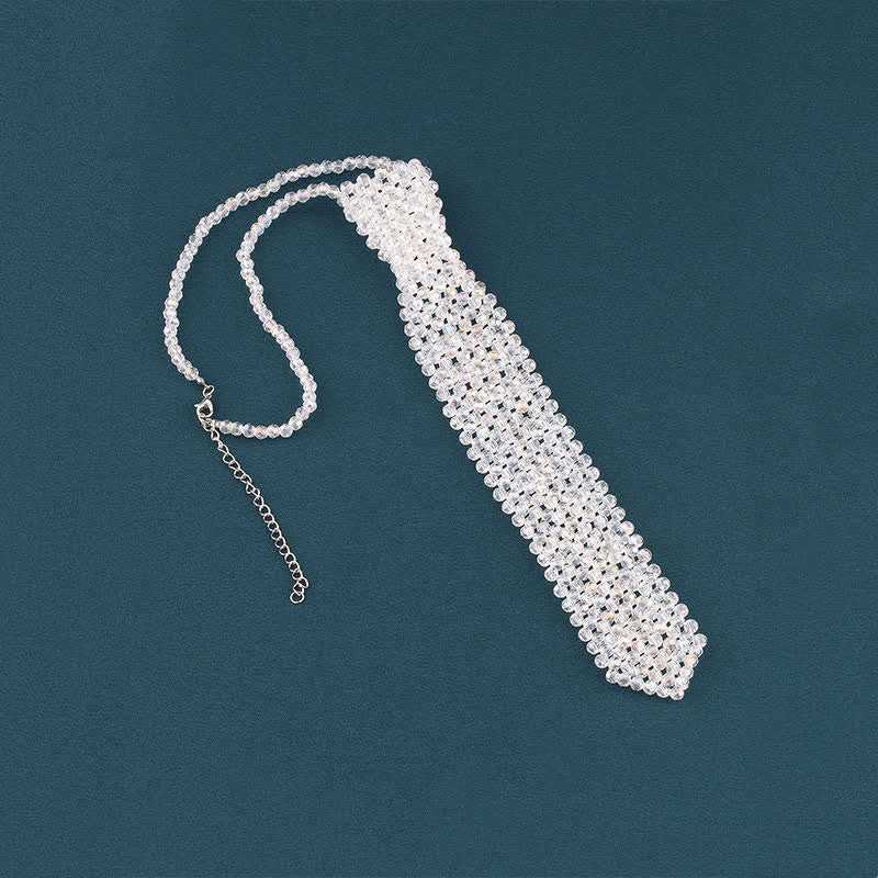 Collar de corbata creativo de cristal artificial hecho a mano