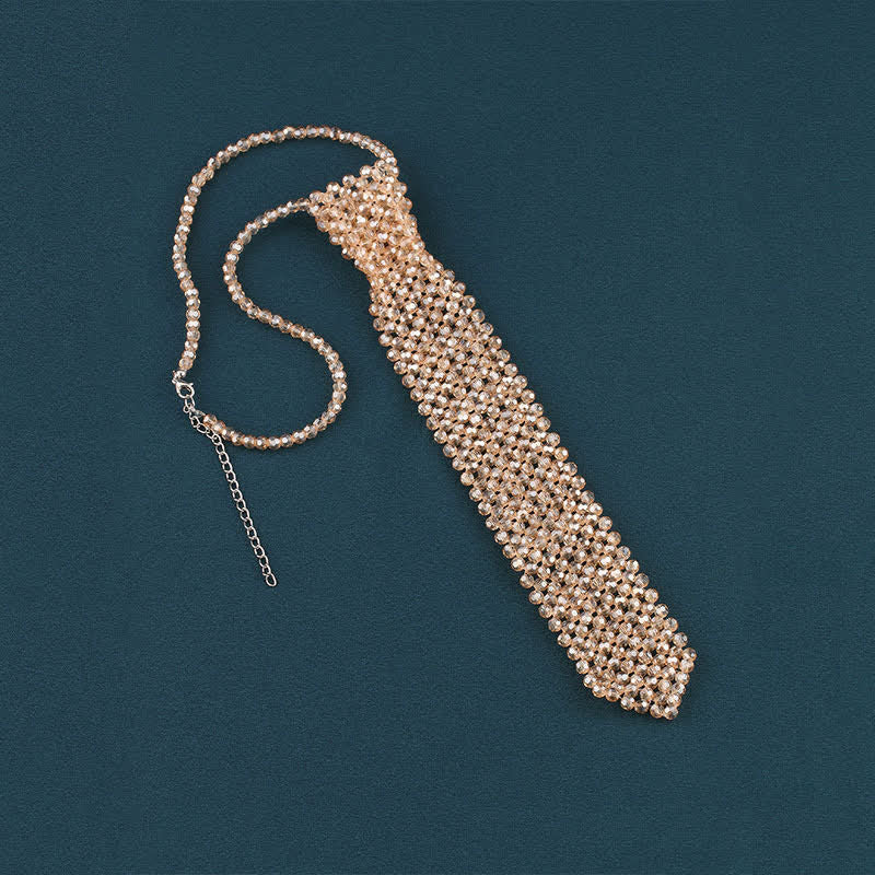 Collar de corbata creativo de cristal artificial hecho a mano