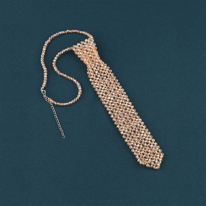 Collar de corbata creativo de cristal artificial hecho a mano