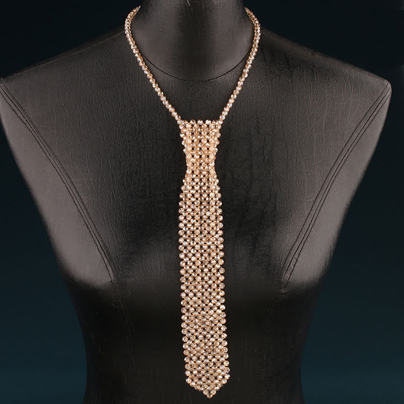 Collar de corbata creativo de cristal artificial hecho a mano