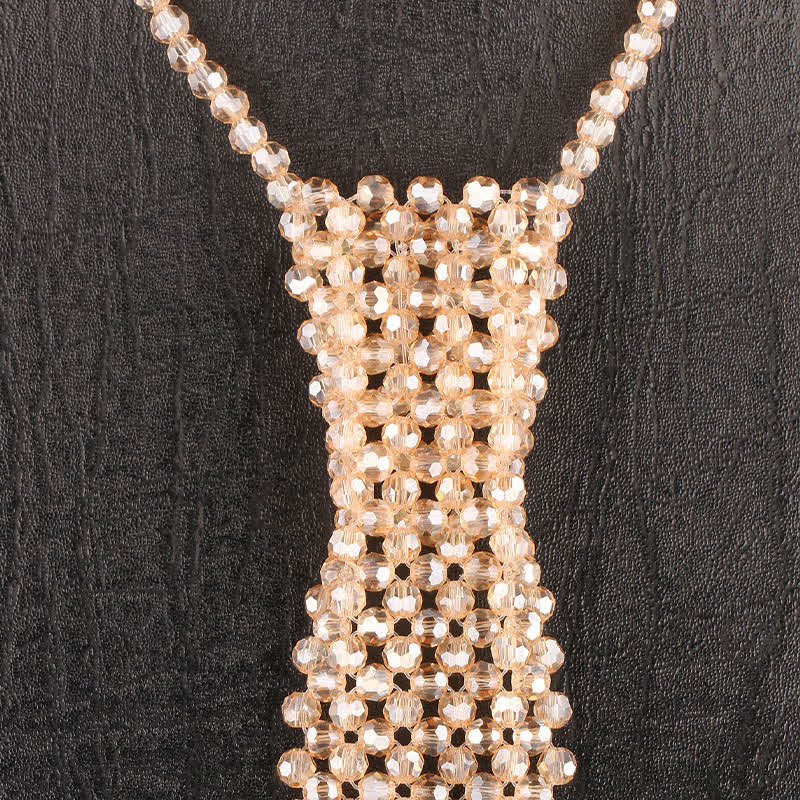 Collar de corbata creativo de cristal artificial hecho a mano