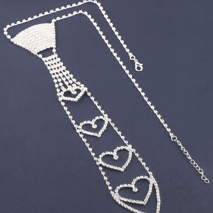 Collar de lujo con forma de corazón y diseño de corbata con diamantes de imitación