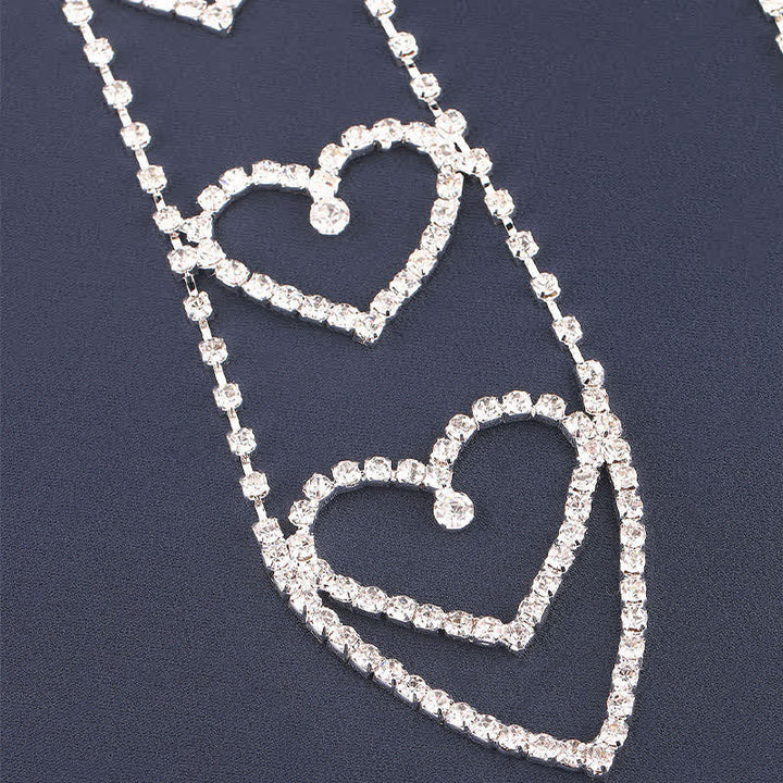 Collar de lujo con forma de corazón y diseño de corbata con diamantes de imitación