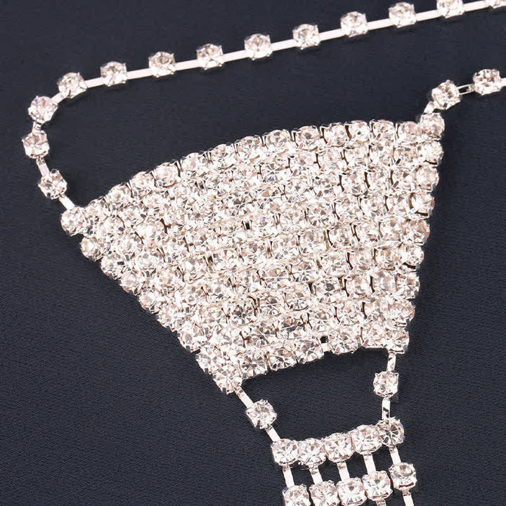 Collar de lujo con forma de corazón y diseño de corbata con diamantes de imitación