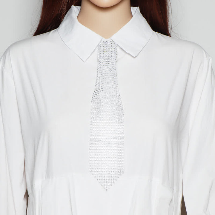 Collar de corbata creativo con diamantes de imitación ultrabrillantes