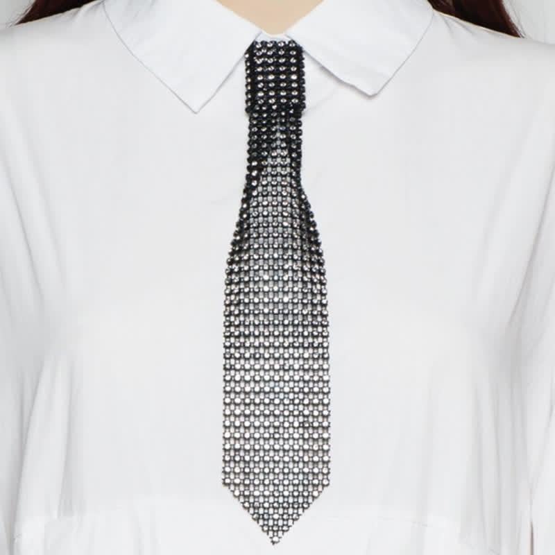 Collar de corbata creativo con diamantes de imitación ultrabrillantes