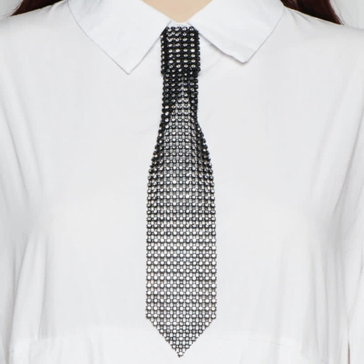 Collar de corbata creativo con diamantes de imitación ultrabrillantes