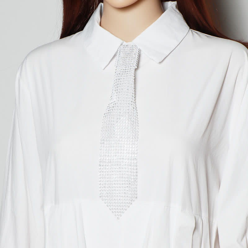 Collar de corbata creativo con diamantes de imitación ultrabrillantes