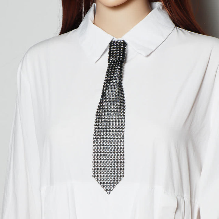 Collar de corbata creativo con diamantes de imitación ultrabrillantes