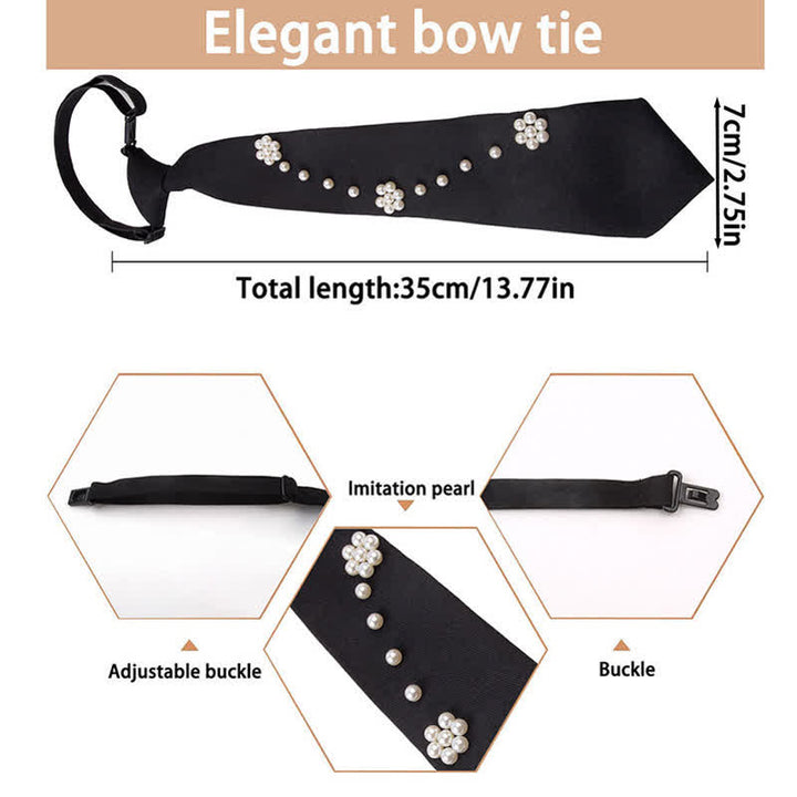 Elegante corbata creativa con tachuelas de perlas artificiales
