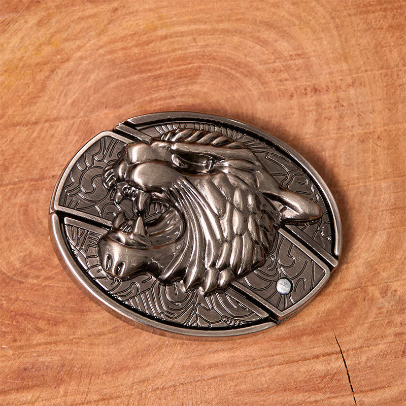 Cinturón de cuero con cuchillo plegable oculto Roaring Tiger para hombre