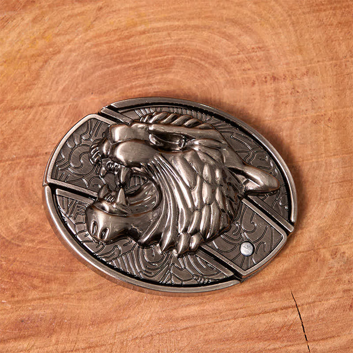 Cinturón de cuero con cuchillo plegable oculto Roaring Tiger para hombre