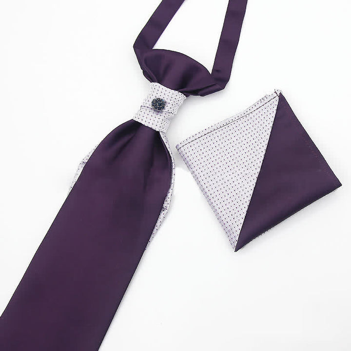 2 corbatas de bolsillo para hombre, preatadas, con cristales y tachuelas.