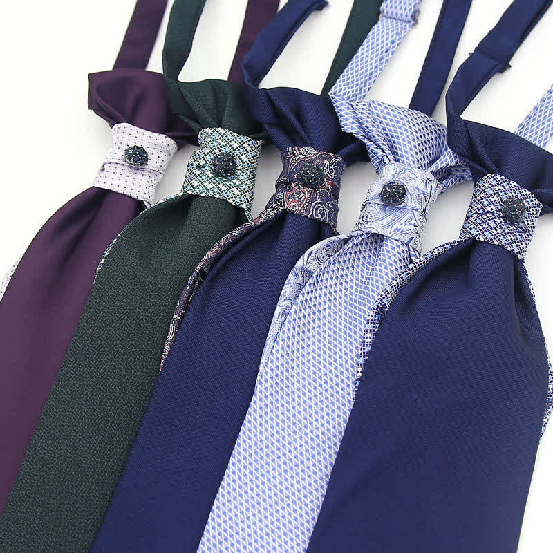 2 corbatas de bolsillo para hombre, preatadas, con cristales y tachuelas.