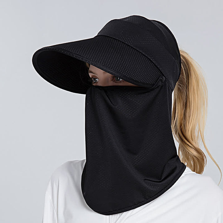 2 gorras de malla con visera para el sol con cola de caballo y solapa extraíble para mujer