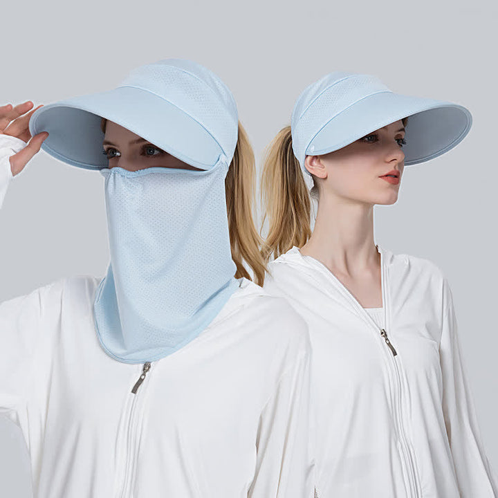 2 gorras de malla con visera para el sol con cola de caballo y solapa extraíble para mujer