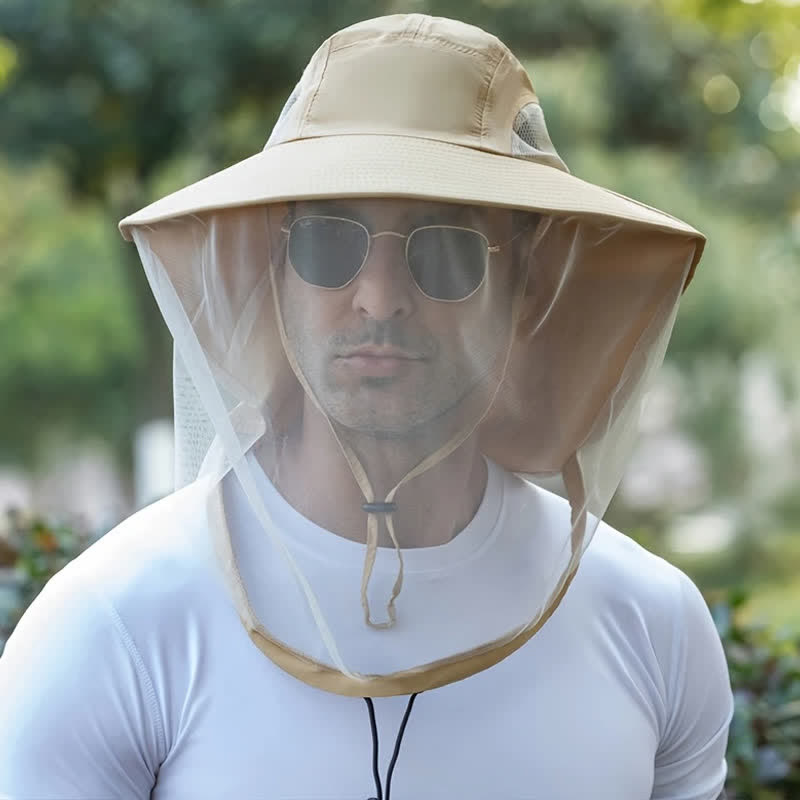 Sombrero de pescador unisex antimosquitos e insectos con protección de malla de velo
