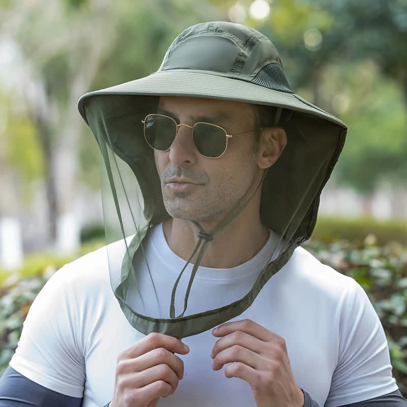 Sombrero de pescador unisex antimosquitos e insectos con protección de malla de velo