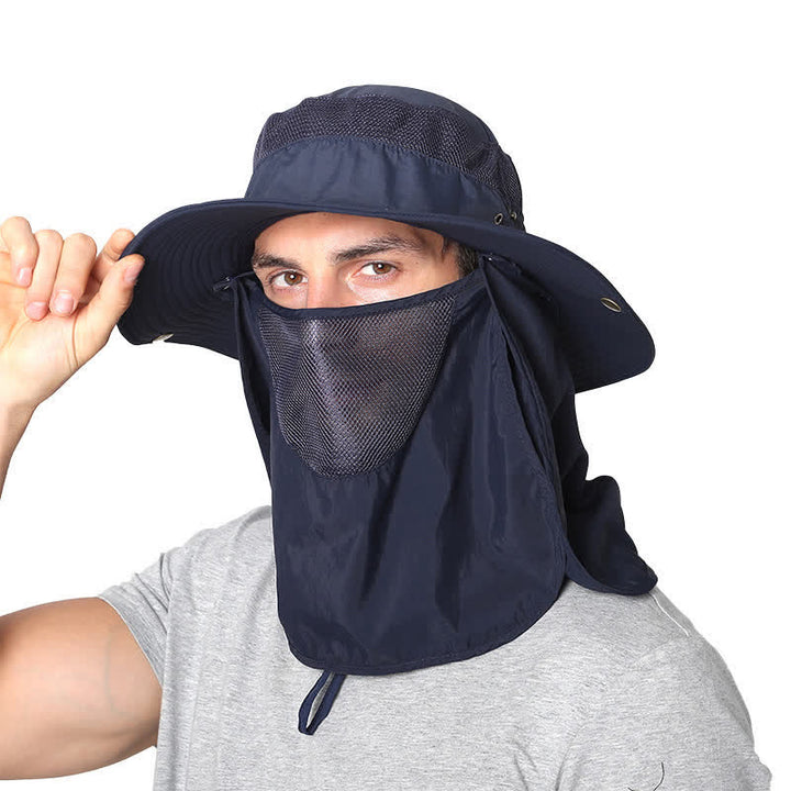 Sombrero de pescador con protección solar para exteriores y velo de malla