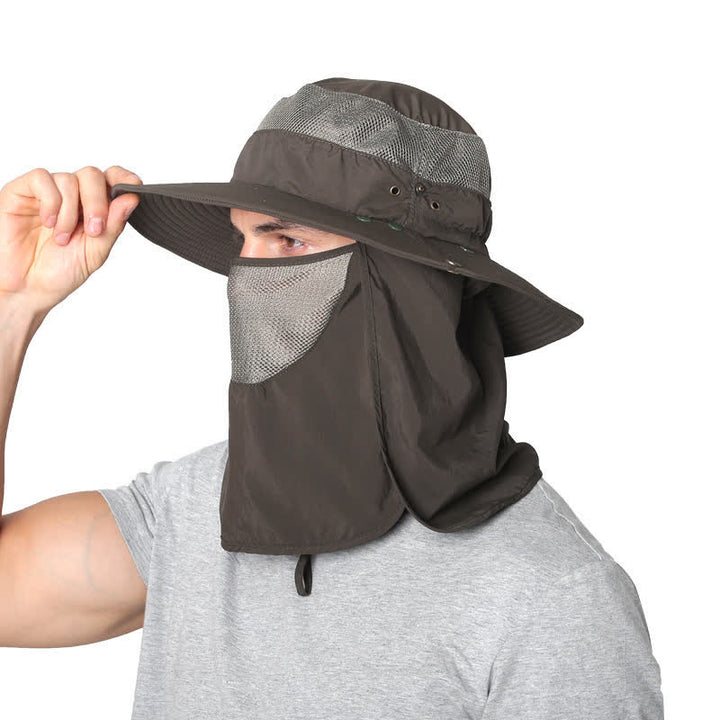 Sombrero de pescador con protección solar para exteriores y velo de malla